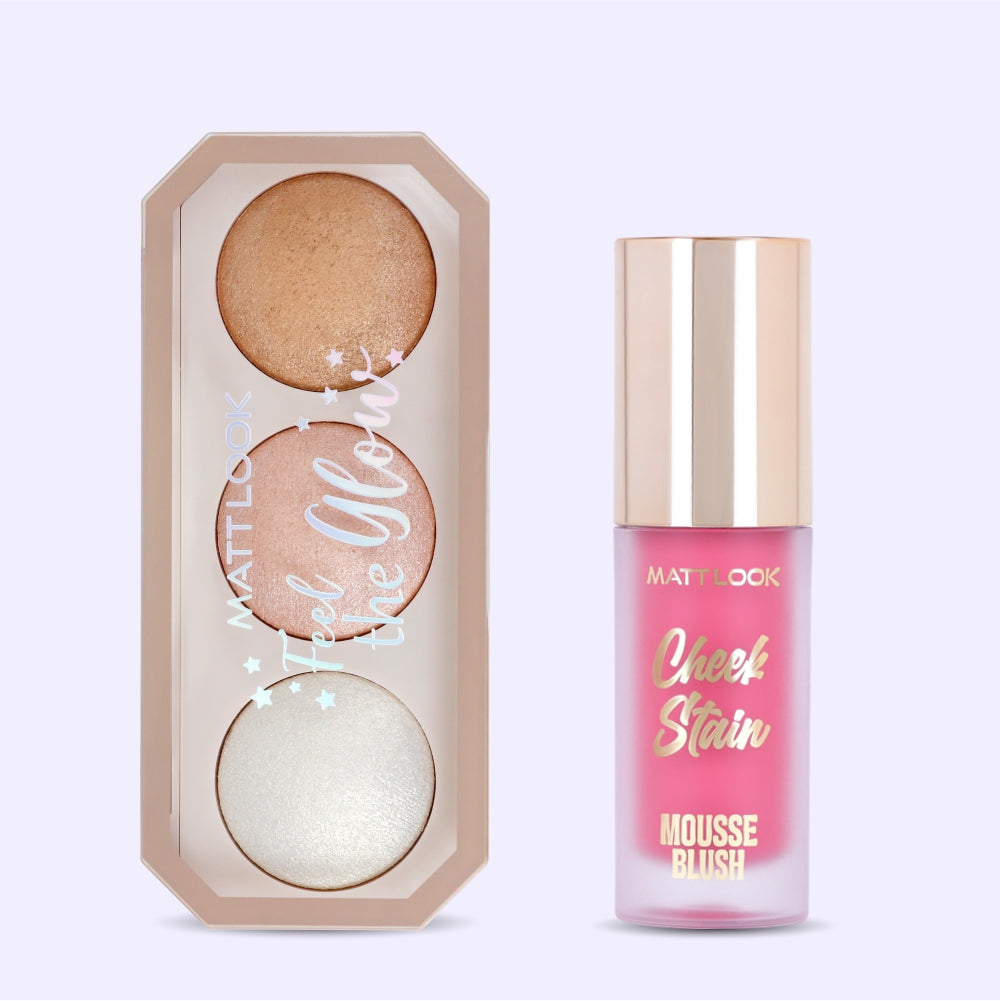 Mattlook Cheek Stain Mousse Blush & Baked Highlighter Combo pack.