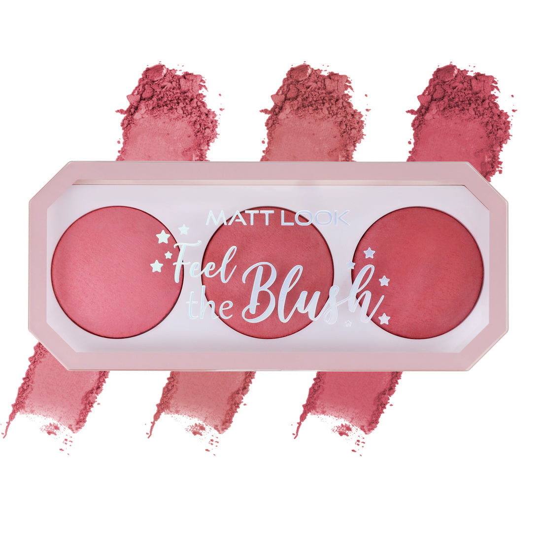 Mattlook Feel the Blush, Baked Blush Trio, Natural Radian Finish, Ultra Smooth Cushion-Baked Powder Seamless Buildable Color, Long Wearing Formula Infused with Vitamin E
