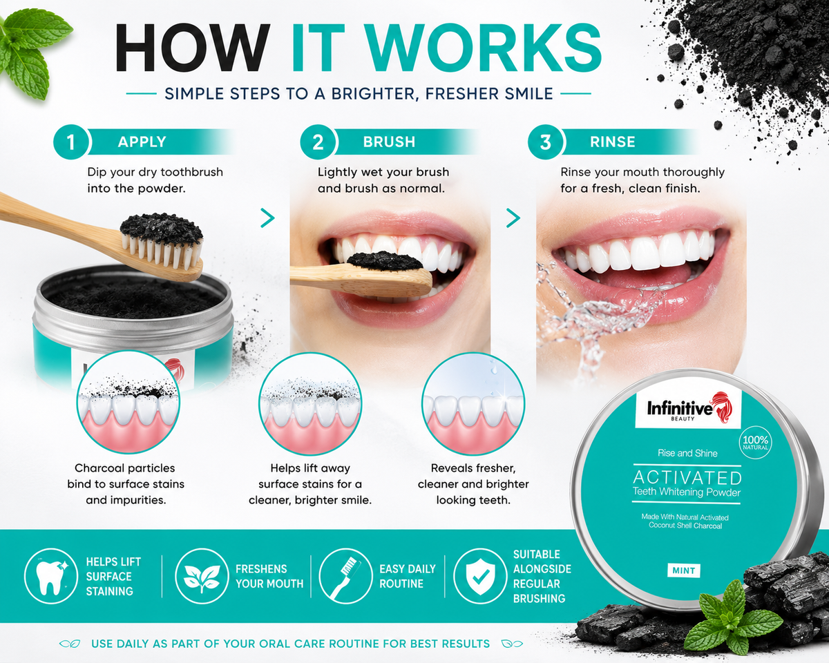 IB Rise & Shine Activated Charcoal Teeth Whitening Powder – 50g