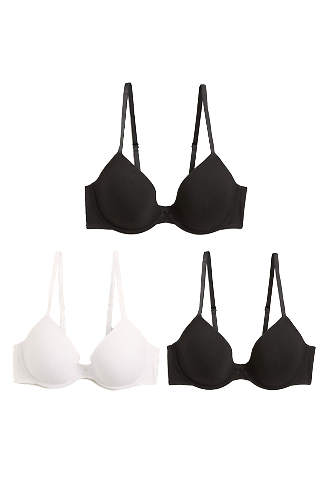 Marks & Spencer Lightly Padded With Wired Bra Black (Pack of 3)