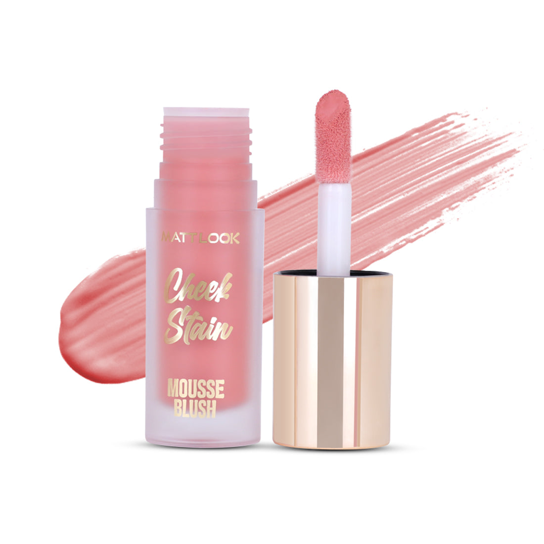 Mattlook Cheek Stain Mousse Blush, Infused with Hyaluronic acid  and Vitamin E, Long lasting formula, Natural Radiant finish