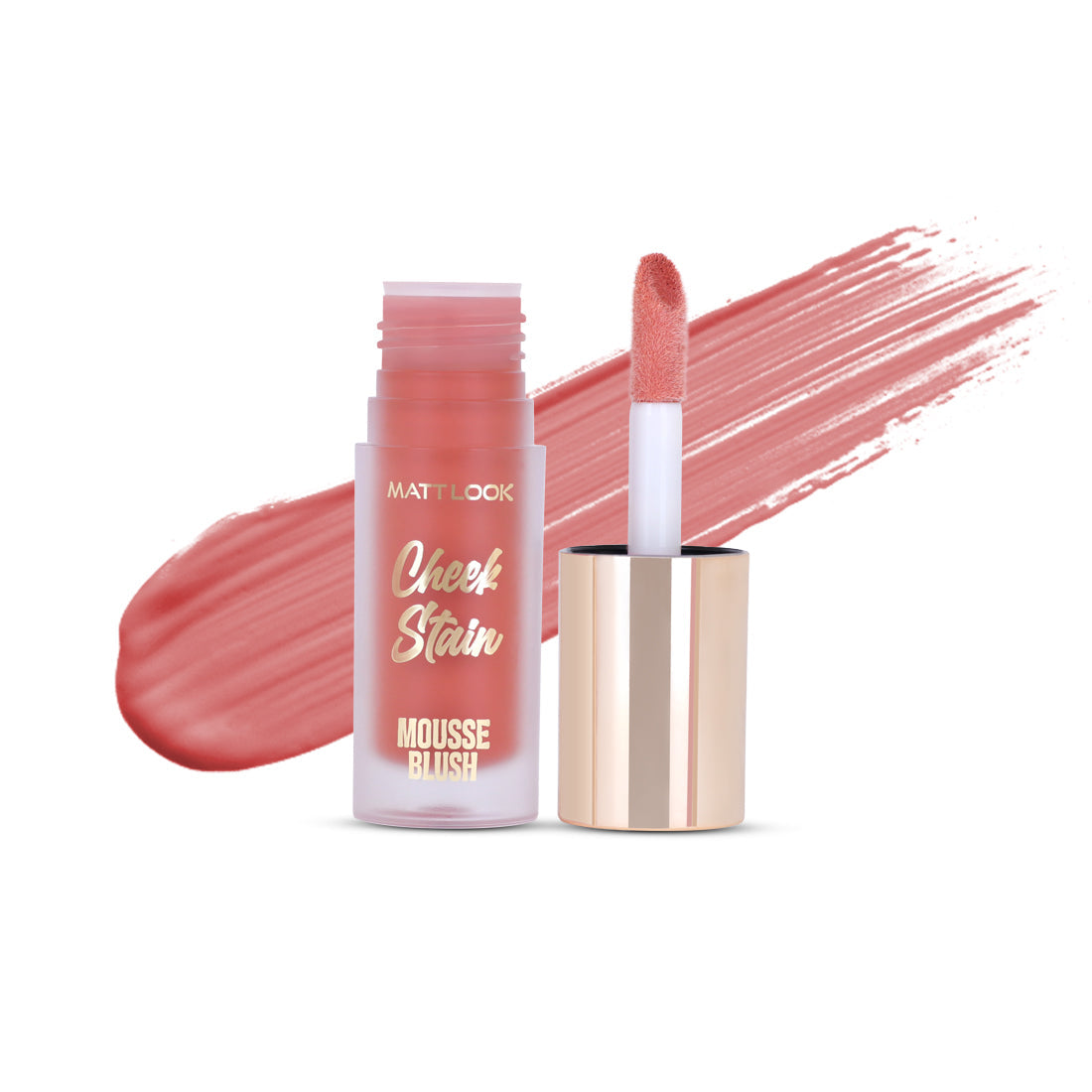Mattlook Cheek Stain Mousse Blush, Infused with Hyaluronic acid  and Vitamin E, Long lasting formula, Natural Radiant finish