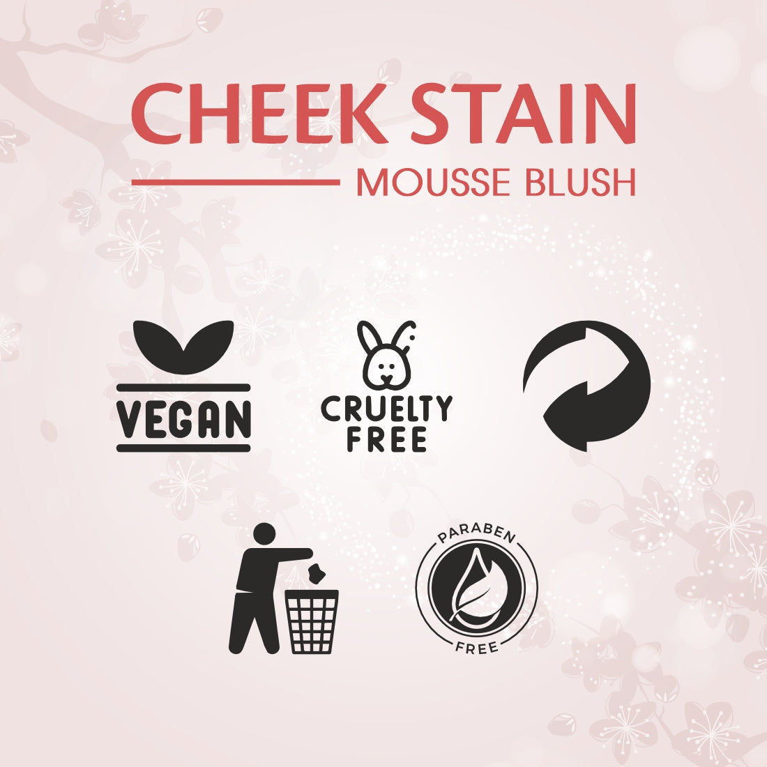 Mattlook Cheek Stain Mousse Blush, Infused with Hyaluronic acid  and Vitamin E, Long lasting formula, Natural Radiant finish