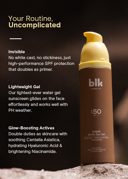 blk cosmetics airveil sun gel spf 50 pa++++ (sunscreen gel)