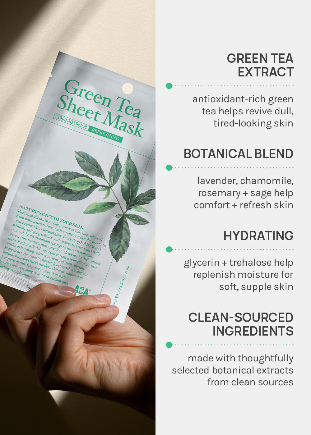 AOA Skin Nature's Gift Green Tea Sheet Mask