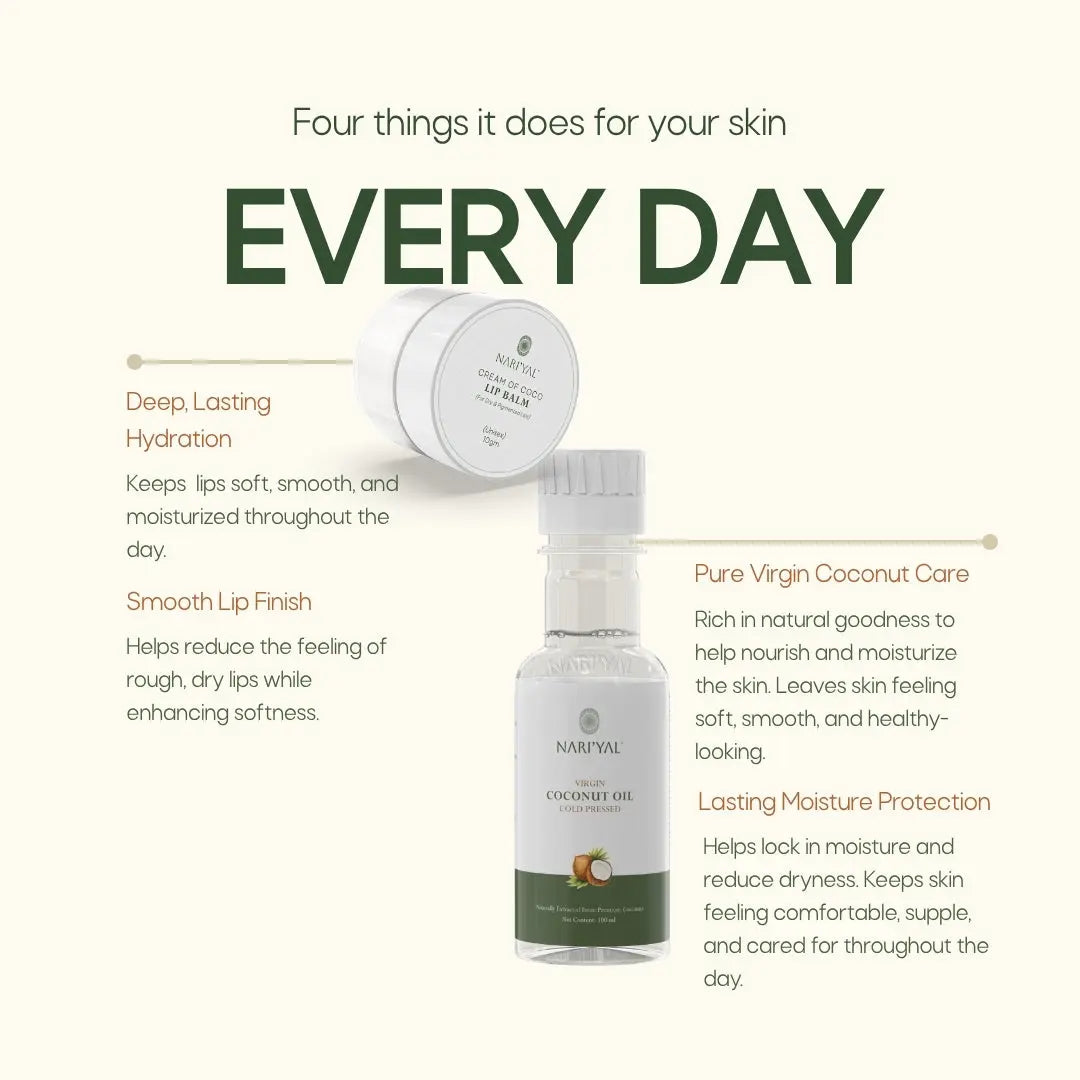 Virgin Coconut Oil Cold Pressed + Lip Balm Combo
