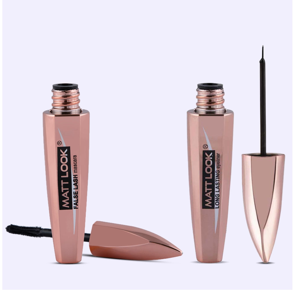 Mattlook False Lash Mascara & Eyeliner Combo, Waterproof & Smudgeproof.