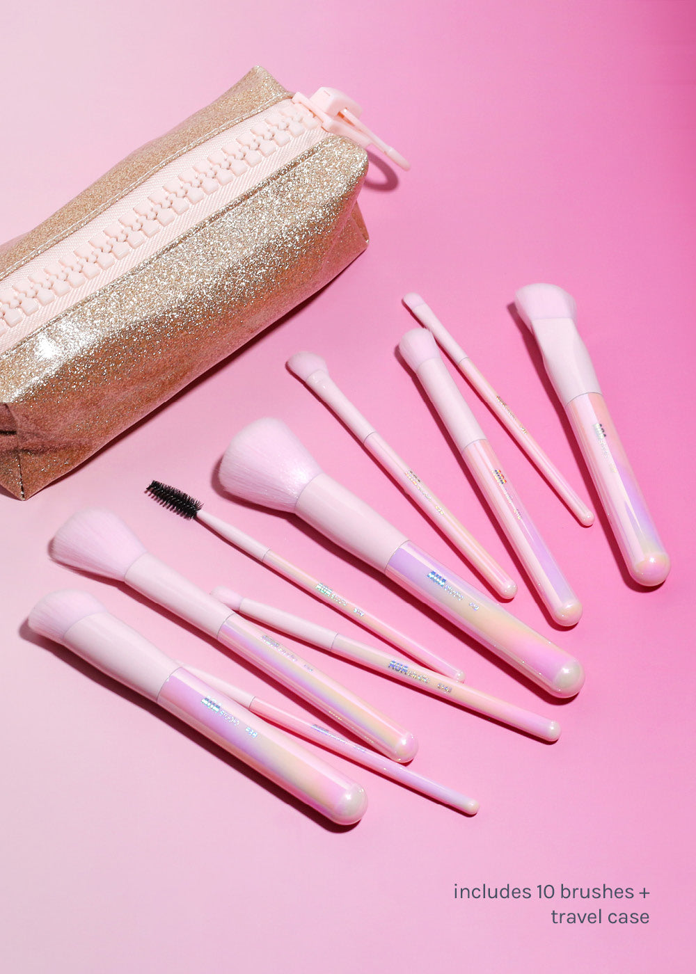 AOA 10-Piece Aurora Glow Brush Set + Travel Case