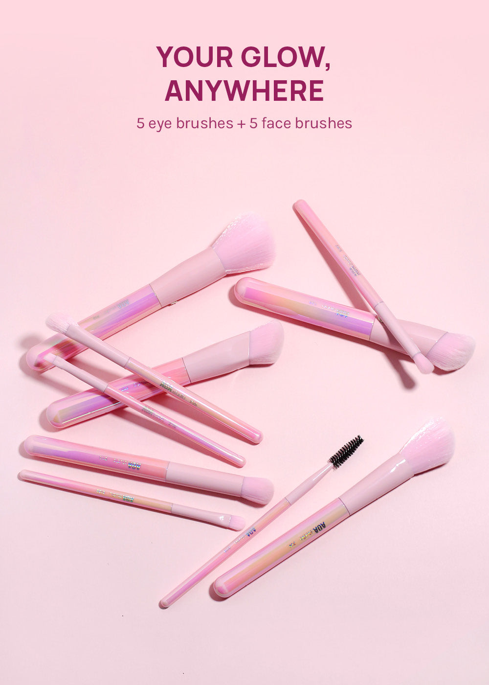 AOA 10-Piece Aurora Glow Brush Set + Travel Case