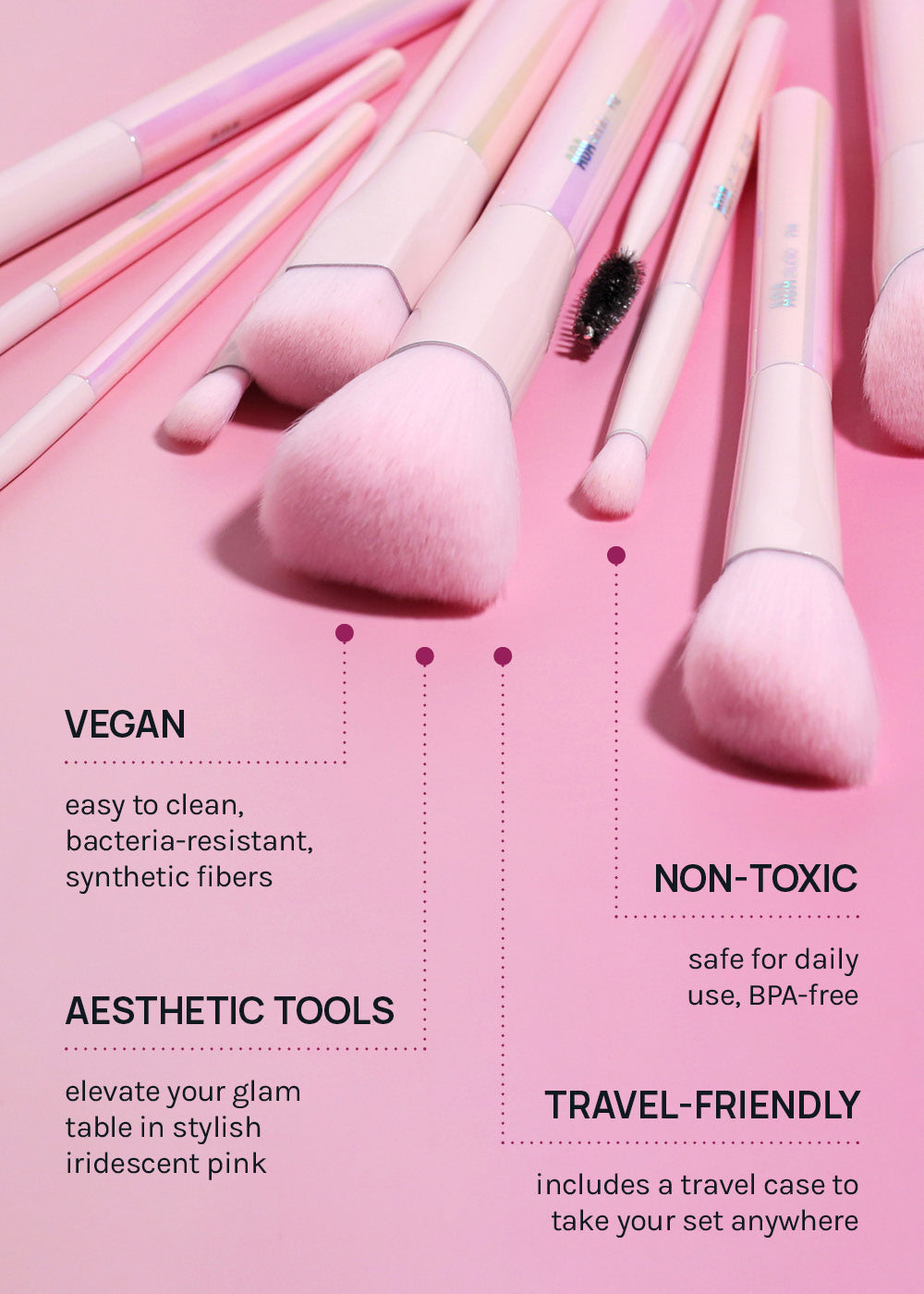 AOA 10-Piece Aurora Glow Brush Set + Travel Case