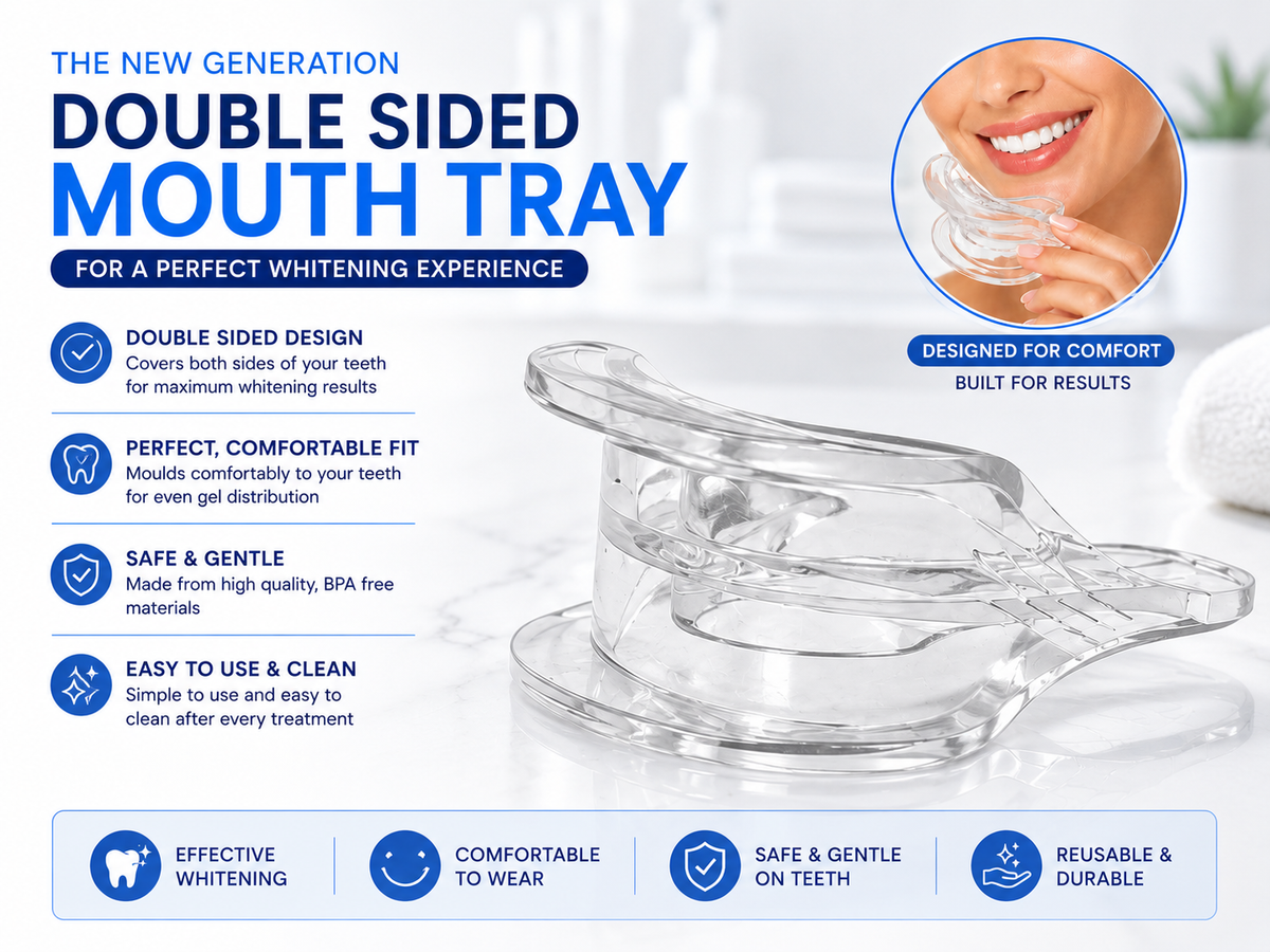 Teeth Whitening Double Sided Mouth Tray - Optional Non Peroxide Teeth Whitening Gel
