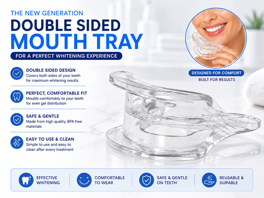 Teeth Whitening Double Sided Mouth Tray - Optional Non Peroxide Teeth Whitening Gel
