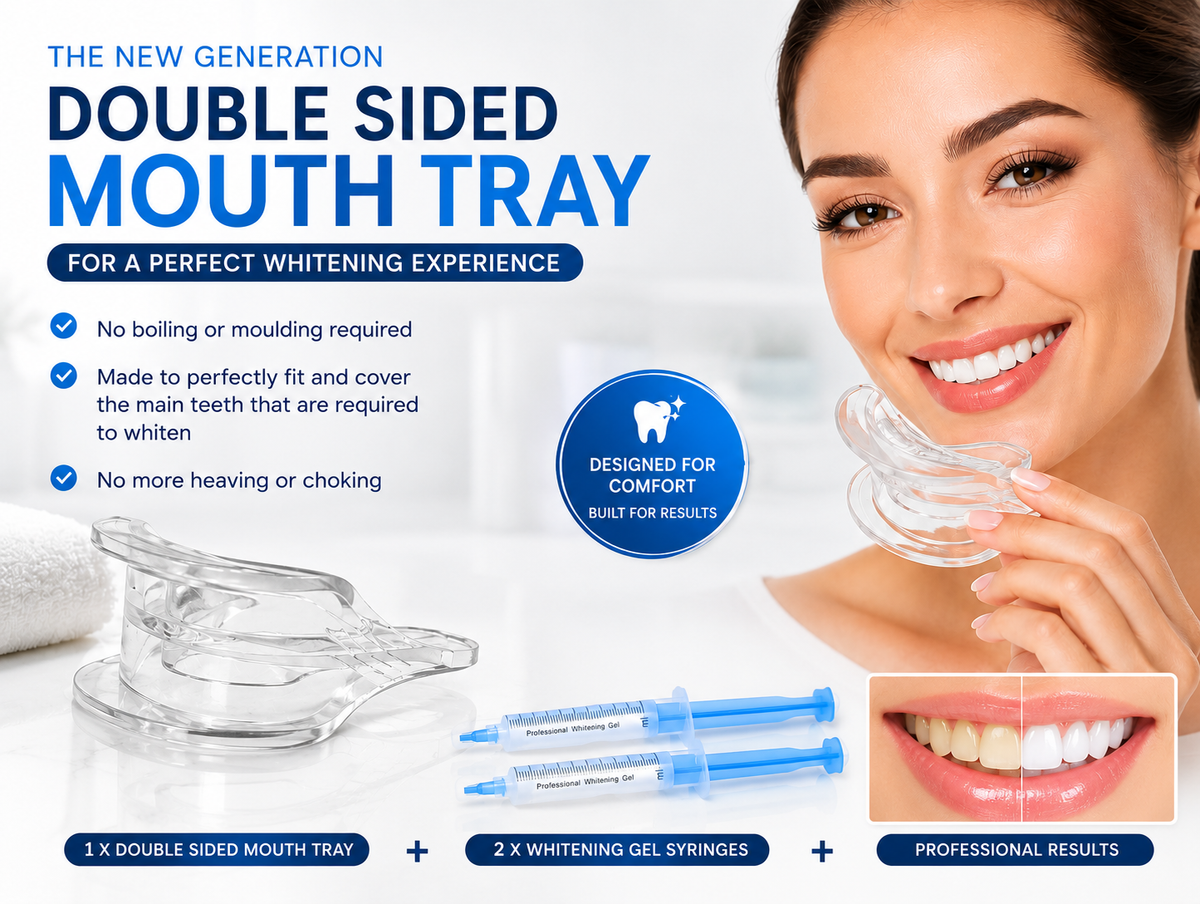 Teeth Whitening Double Sided Mouth Tray - Optional Non Peroxide Teeth Whitening Gel