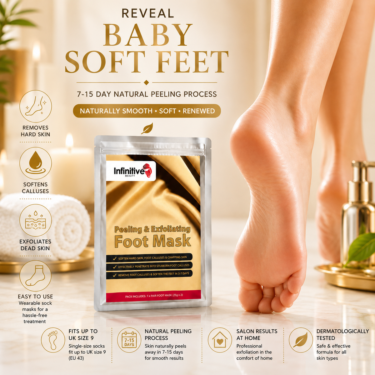 Infinitive Beauty Peeling and Exfoliating Foot Masks