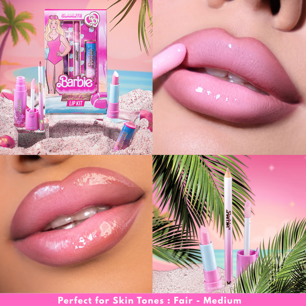 Barbie x Glamlite "Malibu" Lip Kit