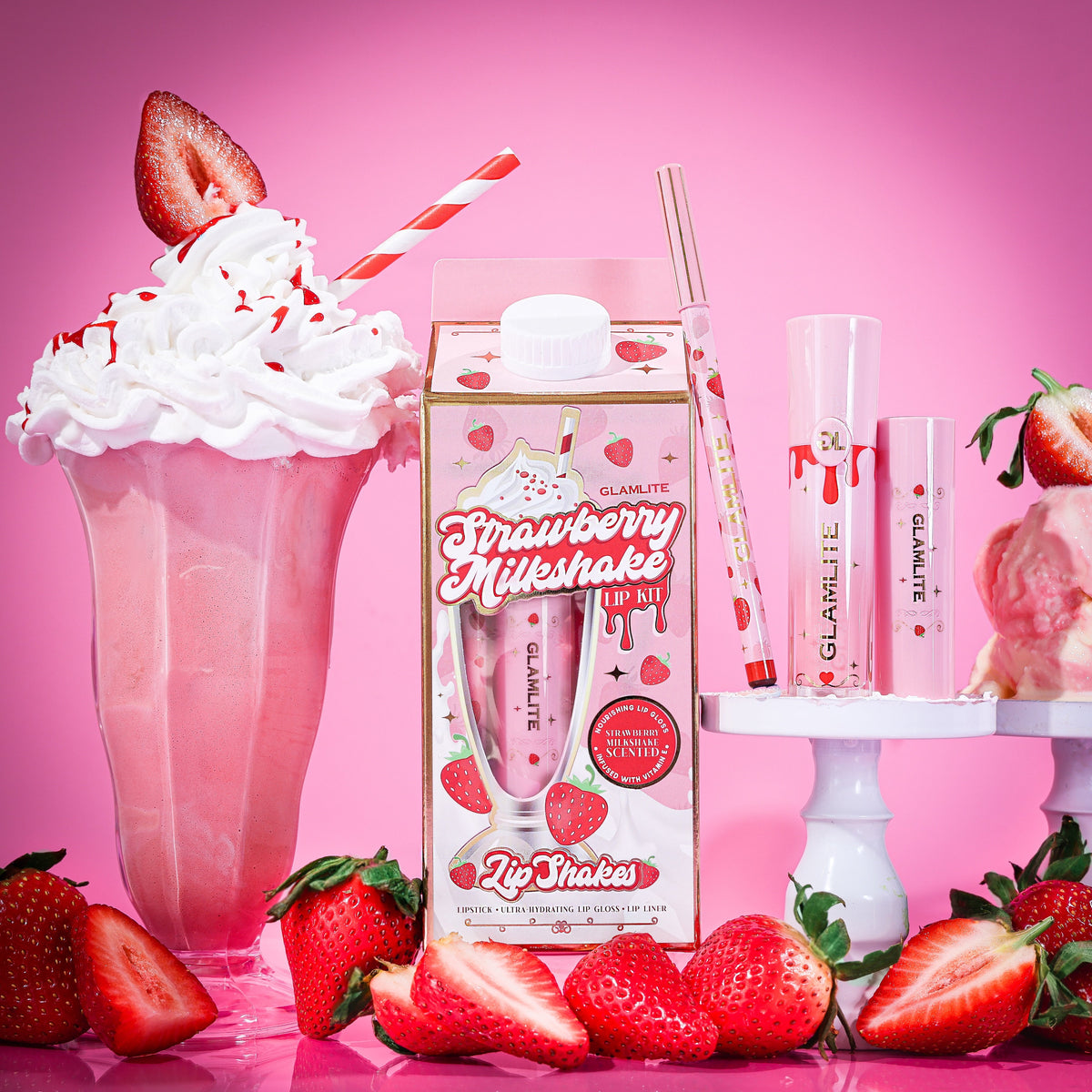 Strawberry Milkshake Lip Shake Lip Kit