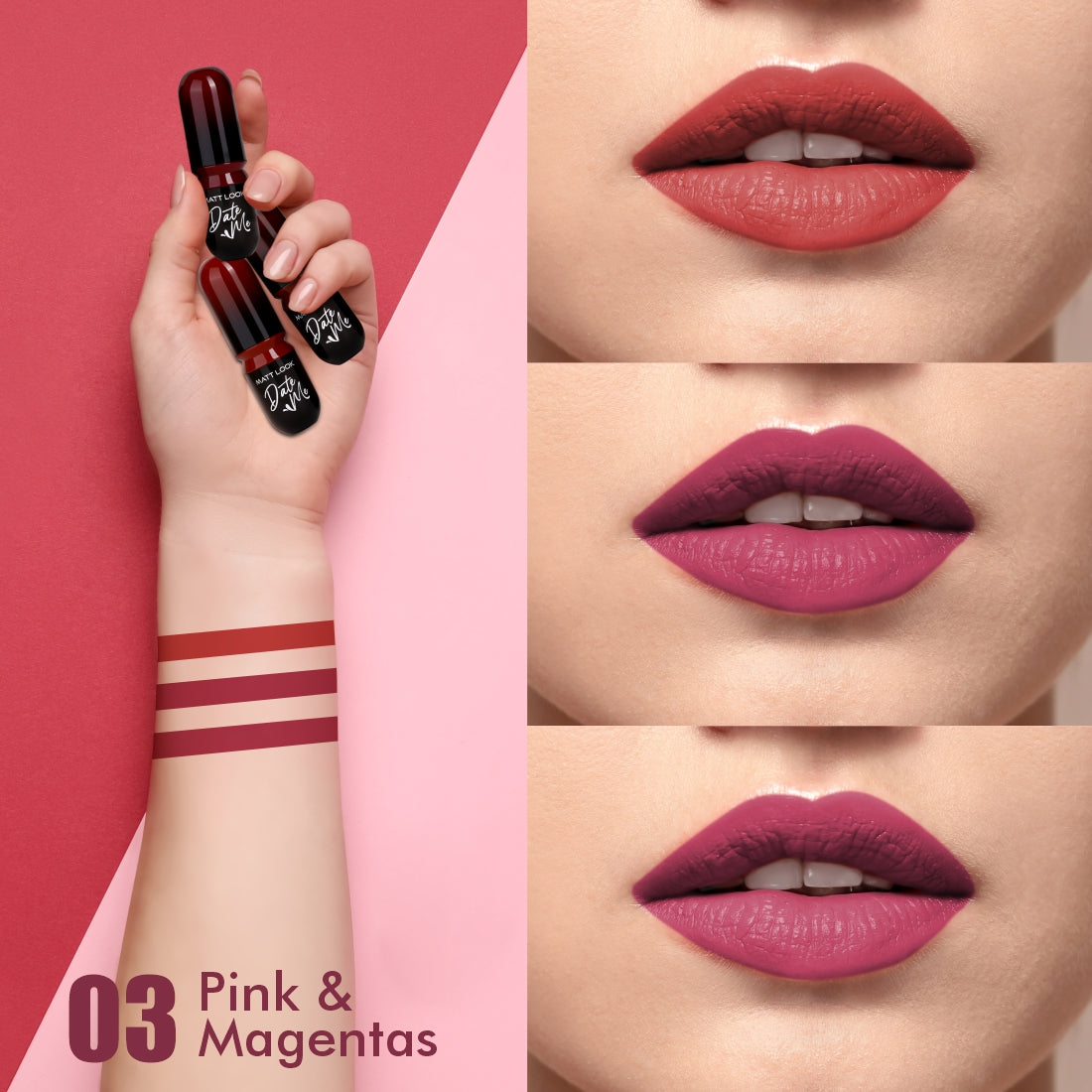 Mattlook Date me Long Stay lipstick, Each Pieces 3.8gm, Pack of 3