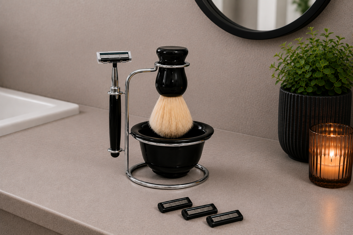 Men's Traditional 8pc Shaving kit In Black