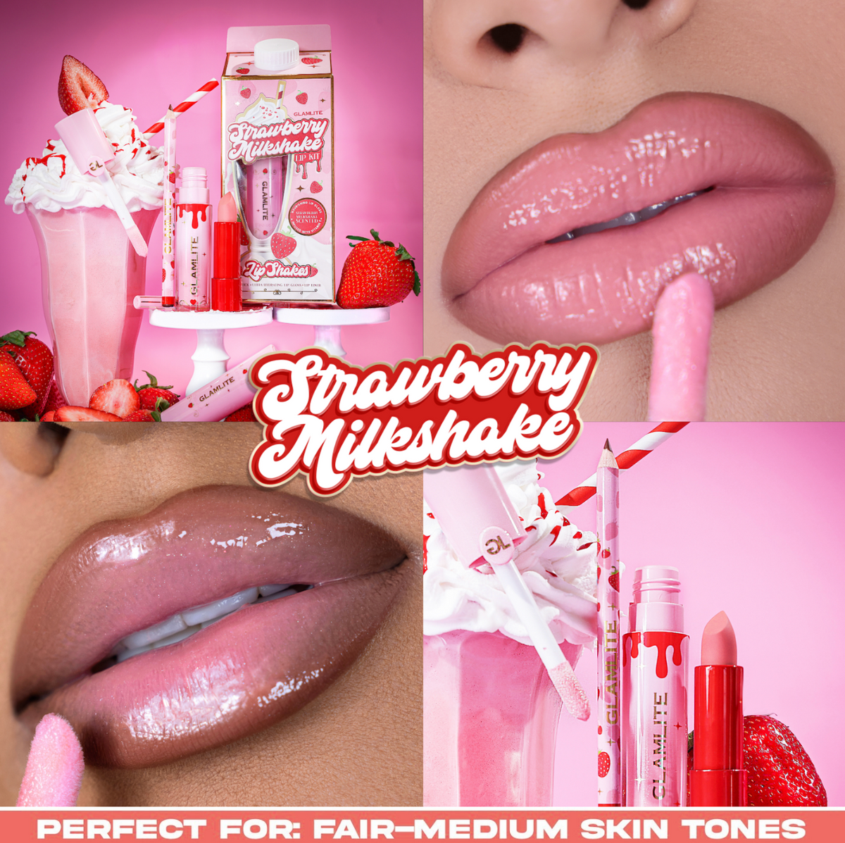 Strawberry Milkshake Lip Shake Lip Kit