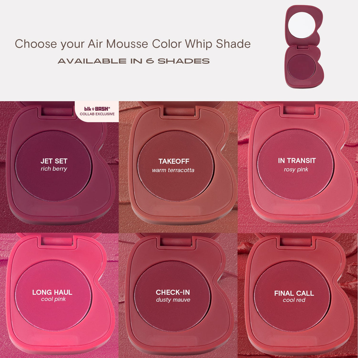 blk cosmetics travels air mousse color whip & jet set charm set