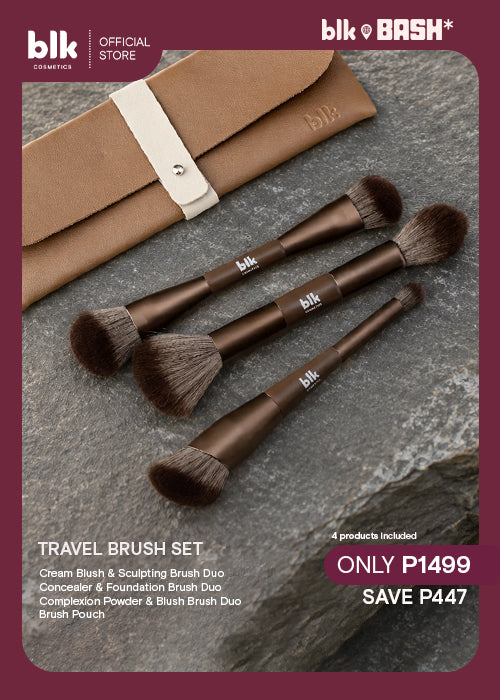 blk cosmetics travels pouch & brush set