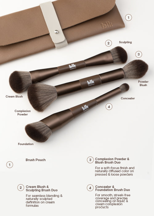 blk cosmetics travels pouch & brush set