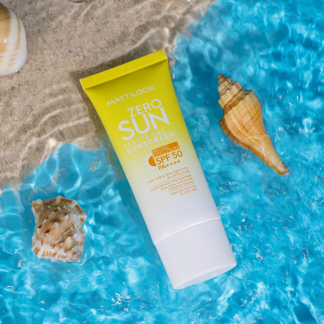 MATT LOOK Zero SUN Matte Gel SPF 50 PA++ Sunscreen (UVA/UVB/Blue Light Safe) with Niacinamide, Aloe & Horse-Chestnut for Normal to Oily Skin - 50Gms (Pack 1)
