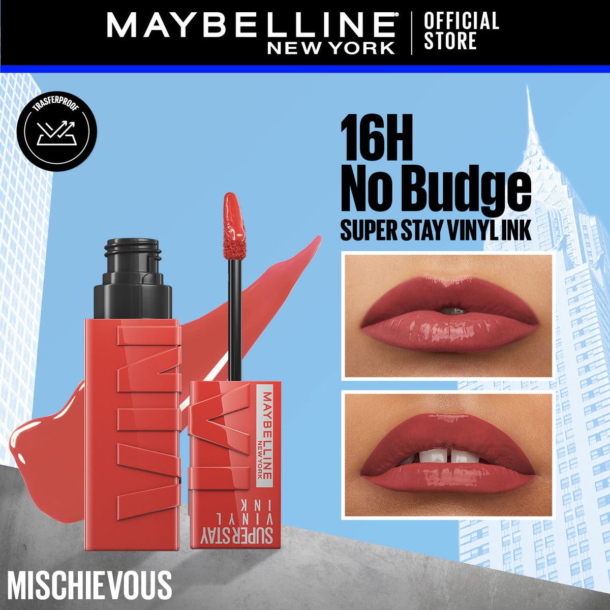 Maybelline's Superstay Vinyl Ink, 16-Hour No-Budge Liquid Lipcolor 4.2ml