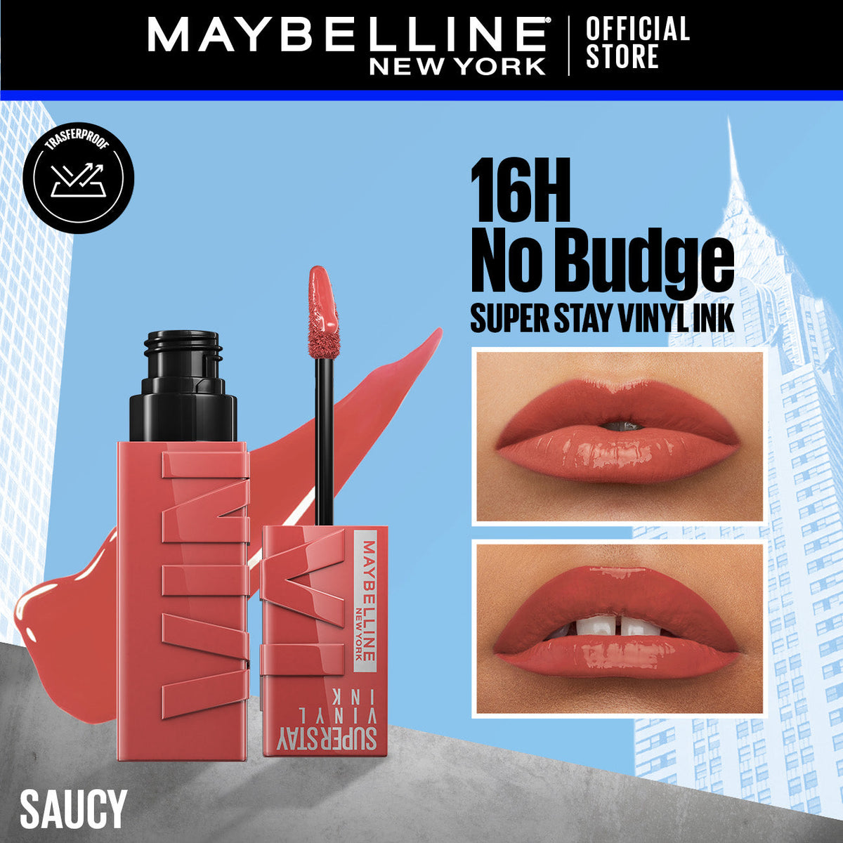 Maybelline's Superstay Vinyl Ink, 16-Hour No-Budge Liquid Lipcolor 4.2ml