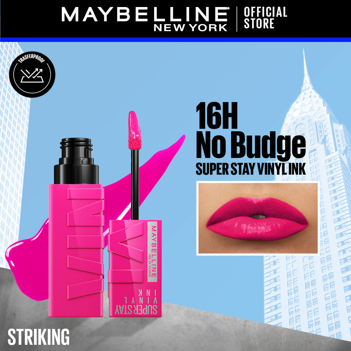 Maybelline's Superstay Vinyl Ink, 16-Hour No-Budge Liquid Lipcolor 4.2ml
