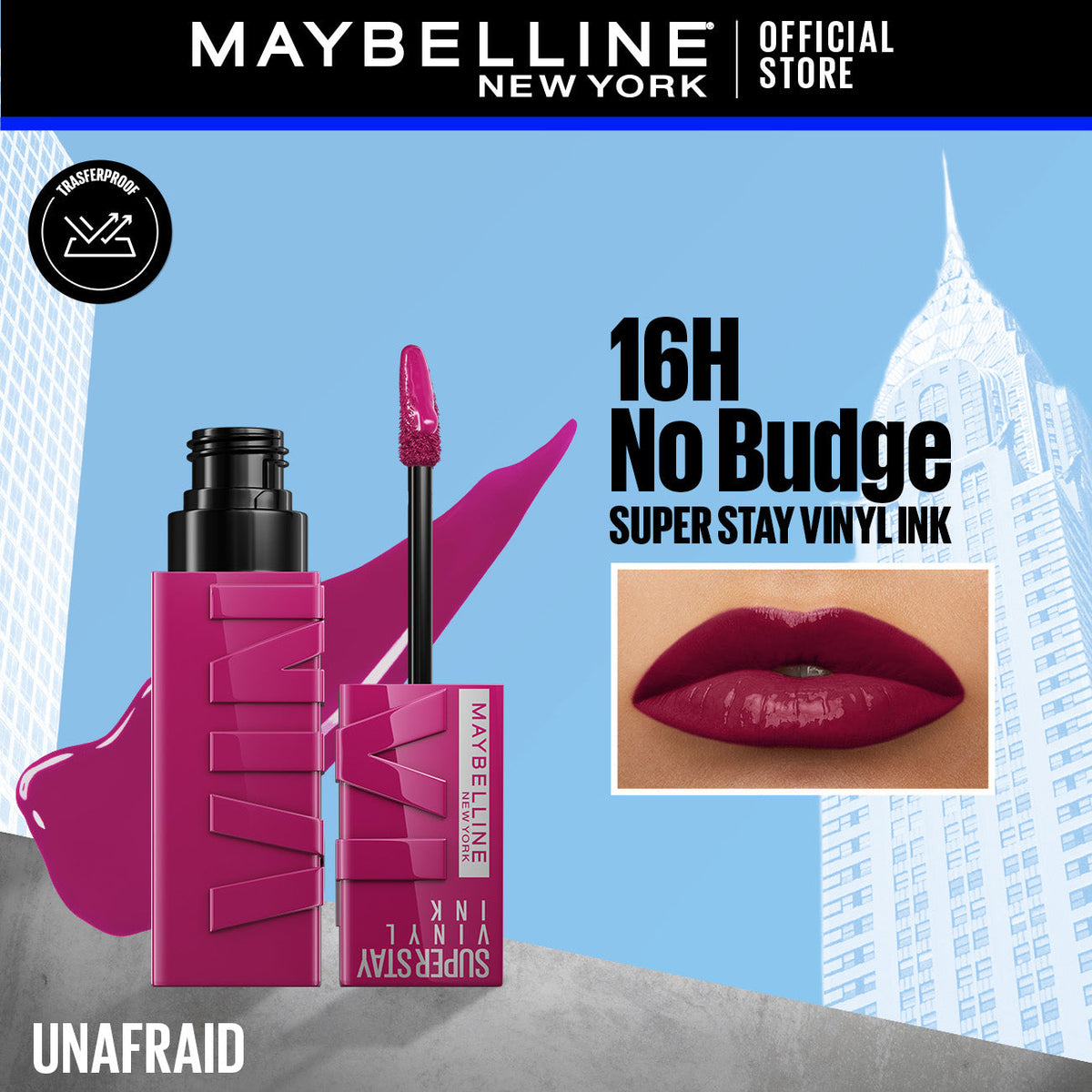 Maybelline's Superstay Vinyl Ink, 16-Hour No-Budge Liquid Lipcolor 4.2ml