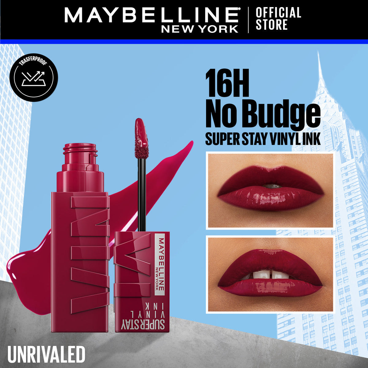 Maybelline's Superstay Vinyl Ink, 16-Hour No-Budge Liquid Lipcolor 4.2ml