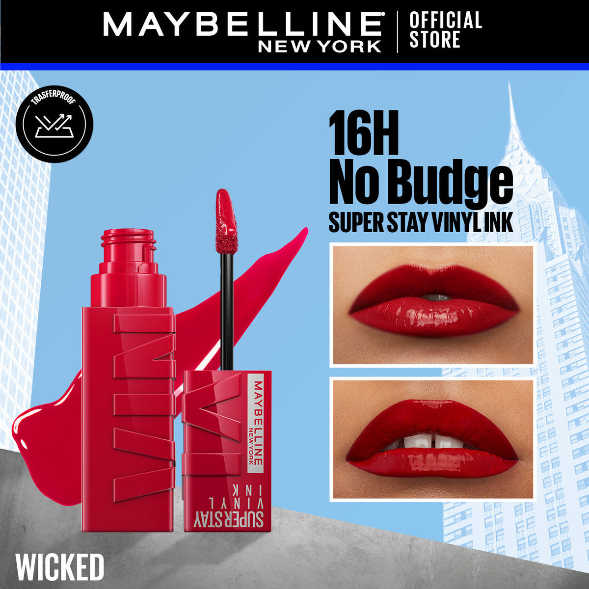 Maybelline's Superstay Vinyl Ink, 16-Hour No-Budge Liquid Lipcolor 4.2ml